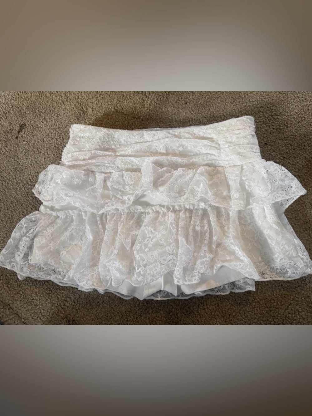 SHEIN White Lace Tiered Mini Skirt